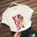 Cowboy Bebop Faye Valentine Space Cowboy Printed  Loose T-Shirt Short Sleeve