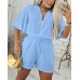 V-neck Flared Sleeve Loose Casual Set