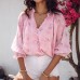 High-Quality  Silver Thread Jacquard Chiffon Stand Collar Top