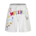 Creative Fun Letter Print Casual Shorts Unisex Loose Wide Leg Five-Quarter Pants
