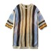 Retro striped hollowed out short sleeved top for men
