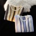 Retro striped hollowed out short sleeved top for men