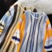 Retro striped hollowed out short sleeved top for men