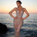 Fashion Sequin Women's Halter Sexy Sleeveless Sequin Fitted Long Bodycon Party Dress