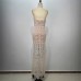 Fashion Sequin Women's Halter Sexy Sleeveless Sequin Fitted Long Bodycon Party Dress