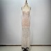 Fashion Sequin Women's Halter Sexy Sleeveless Sequin Fitted Long Bodycon Party Dress