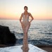 Fashion Sequin Women's Halter Sexy Sleeveless Sequin Fitted Long Bodycon Party Dress