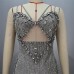 Summer Shiny Diamond Women's Sleeveless Backless Fashion V-Neck Mini Dress