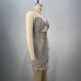Summer Shiny Diamond Women's Sleeveless Backless Fashion V-Neck Mini Dress