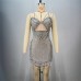 Summer Shiny Diamond Women's Sleeveless Backless Fashion V-Neck Mini Dress