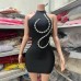 Strapless Rhinestone Chain Bandage Dress Evening Gown