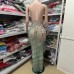 Heavy Embroidered Diamond Decorated Tassel Net Elastic Fitted Long Dress Sleeveless Stage Hosting Performance Dress
