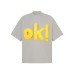 Street Style Fun Doll OK Embroidery Short Sleeve T-Shirt Unisex Loose Casual Hip Hop Elbow Length Sleeves