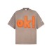 Street Style Fun Doll OK Embroidery Short Sleeve T-Shirt Unisex Loose Casual Hip Hop Elbow Length Sleeves