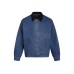 Washed Corduroy Collar Zipper Denim Jacket Casual Outerwear