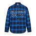 High Street Plaid Beaded Collar Long Sleeve Shirt Unisex Loose Casual Hip Hop Top