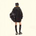 Washed Distressed Hole Letter Print Hoodie Unisex  Loose Casual Hip Hop Sweatshirt
