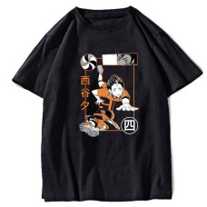 Haikyuu Nishinoya Volleyball Boy Print Black Short Sleeve