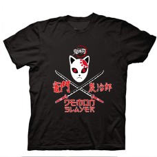 Demon Slayer Kimetsu no Yaiba Agatsuma Zenitsu Printed Black Short Sleeve