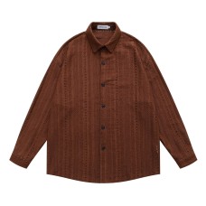 Retro Hollow-out Striped Long-sleeved Shirt for Men and Women