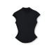 Half-high Neck Short Sleeve Fitted Base Layer Top T-shirt