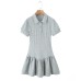 Bubble Sleeve Splicing Knitted Flare Dress