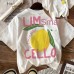 Lemon Letter Print Round Neck Short Sleeve Casual T-Shirt for Women Suitable for Daily Wear in Summer