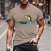 Men's Plus Size T-Shirt with Fisherman and Fish Pattern - Casual Short Sleeve, Round Neck