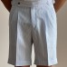 Blue striped high waisted straight leg British casual shorts