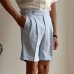 Blue striped high waisted straight leg British casual shorts