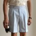 Blue striped high waisted straight leg British casual shorts