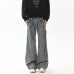 Retro pleated washed denim jeans for men