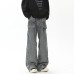 Retro pleated washed denim jeans for men