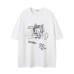 Cartoon Cat Letter Print Short Sleeve T-Shirt Unisex Loose Casual Hip Hop Top