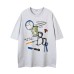 Fun Pattern Graffiti Letter Print Short Sleeve T-Shirt Unisex Loose Casual Top