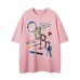 Fun Pattern Graffiti Letter Print Short Sleeve T-Shirt Unisex Loose Casual Top