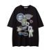 Fun Pattern Graffiti Letter Print Short Sleeve T-Shirt Unisex Loose Casual Top