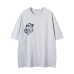 Letter Print Short Sleeve T-Shirt Unisex Loose Casual Hip Hop Elbow Length Sleeves