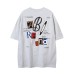 Letter Print Short Sleeve T-Shirt Unisex Loose Casual Hip Hop Elbow Length Sleeves