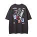 Letter Print Short Sleeve T-Shirt Unisex Loose Casual Hip Hop Elbow Length Sleeves