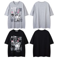 Cat Letter Print Short Sleeve T-Shirt Unisex Loose Casual Hip Hop Three-Quarter Sleeve Cat Letter Print Short Sleeve T-Shirt Unisex Loose Casual Hip Hop Three-Quarter Sleeve