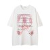 Cartoon Human Body Letter Print Short Sleeve T-Shirt Unisex Loose Casual Hip Hop Top