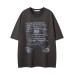 Cartoon Human Body Letter Print Short Sleeve T-Shirt Unisex Loose Casual Hip Hop Top