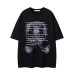 Cartoon Human Body Letter Print Short Sleeve T-Shirt Unisex Loose Casual Hip Hop Top