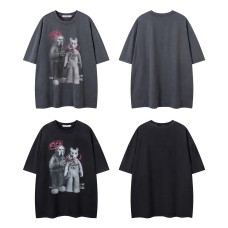 Street Style Pig Letter Print Short Sleeve T-Shirt Unisex Loose Casual Hip Hop Top