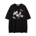 Cartoon Character Letter Print Short Sleeve T-Shirt Unisex Loose Casual Hip Hop Top