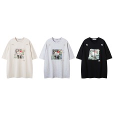 Hand-Painted Cartoon Cat Letter Print Short Sleeve T-Shirt Unisex Loose Casual Top Hand-Painted Cartoon Cat Letter Print Short Sleeve T-Shirt Unisex Loose Casual Top