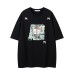 Hand-Painted Cartoon Cat Letter Print Short Sleeve T-Shirt Unisex Loose Casual Top