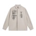 High Street  Style Printed Letter Collar Long Sleeve Shirt Men's Loose Casual Hip Hop Top