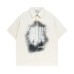 High Street  Style Human Shadow Letter Print Short Sleeve Shirt Men's Loose Casual Hip Hop Top